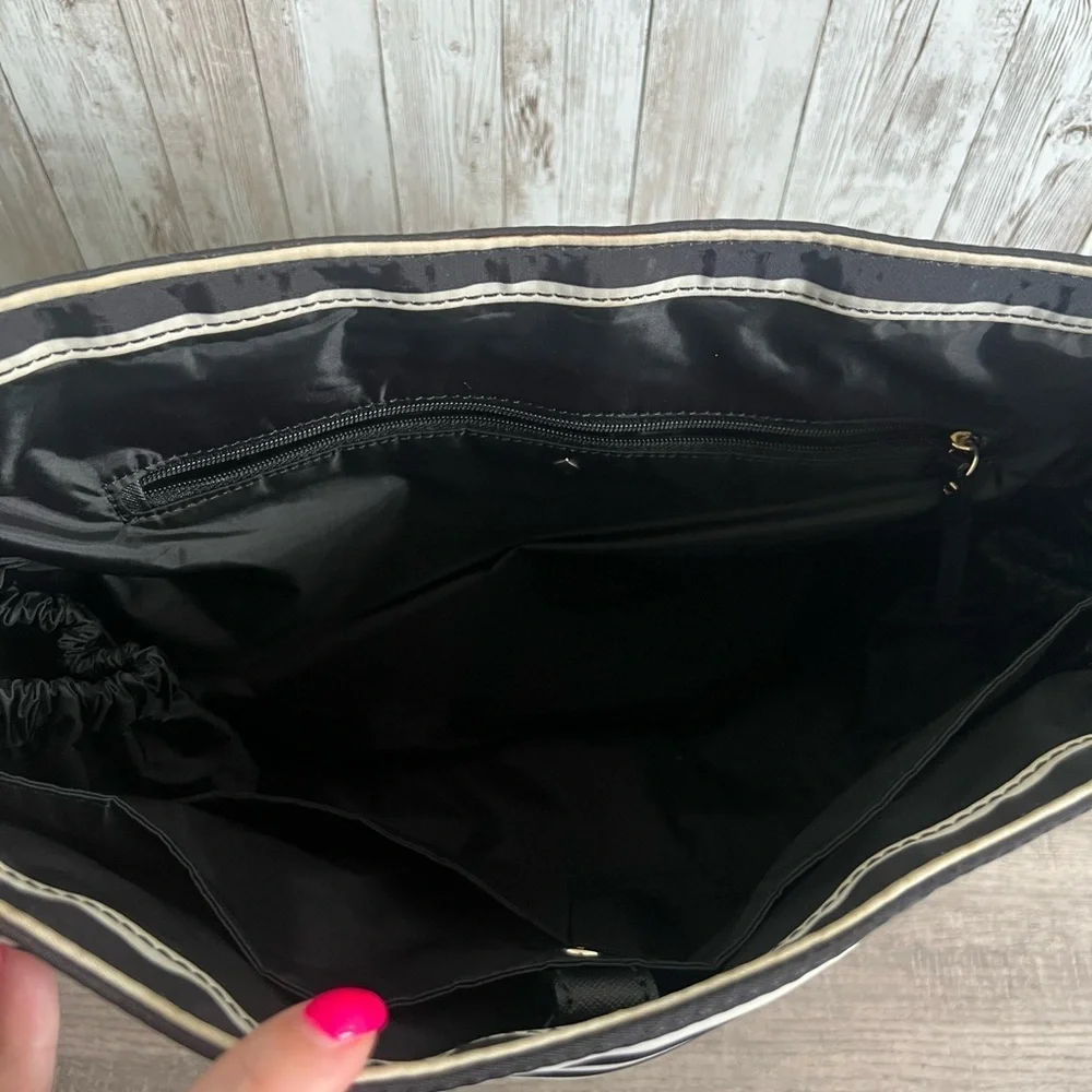 Kate Spade Black and White Striped Messenger Bag